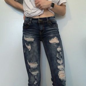 dark wash jeans with holes